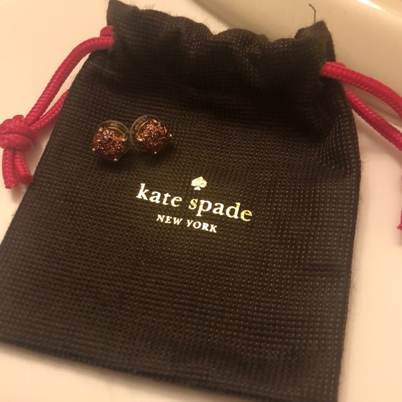 Pink sparkly Kate spade stud earrings - Picture 4 of 4